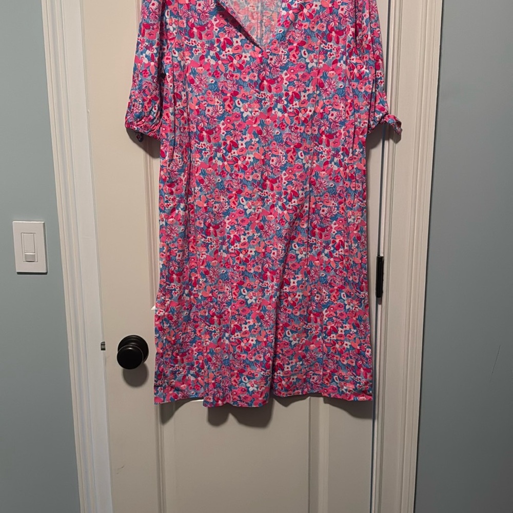 Floral Pink and Blue Dress - Picture 2 of 3